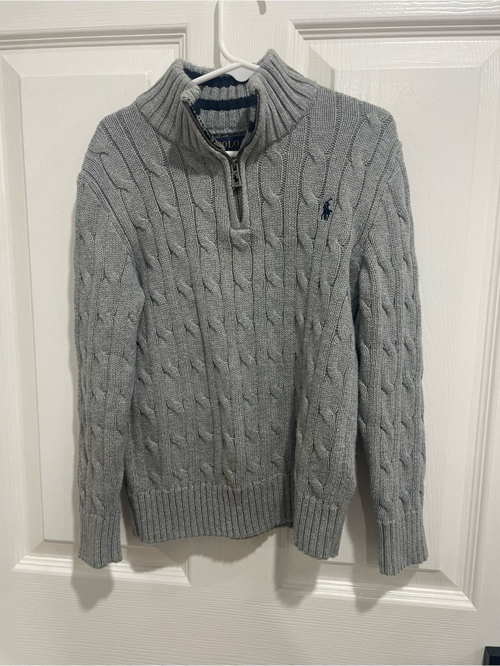 Kids Ralph Lauren gray cable knit quarter zip size 5
